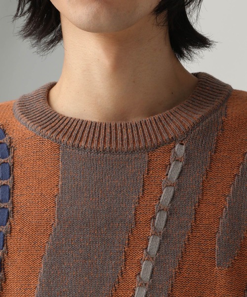 HARE（ハレ）の「マーブルステッチラインニットプルオーバー(HARE)（ニット/セーター・メンズ・ブラック/ブラウン・FREE）」の11枚目の写真