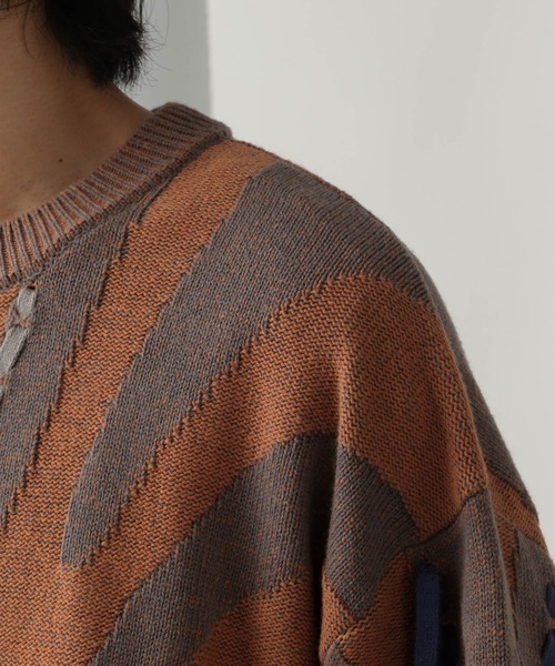 HARE（ハレ）の「マーブルステッチラインニットプルオーバー(HARE)（ニット/セーター・メンズ・ブラック/ブラウン・FREE）」の12枚目の写真