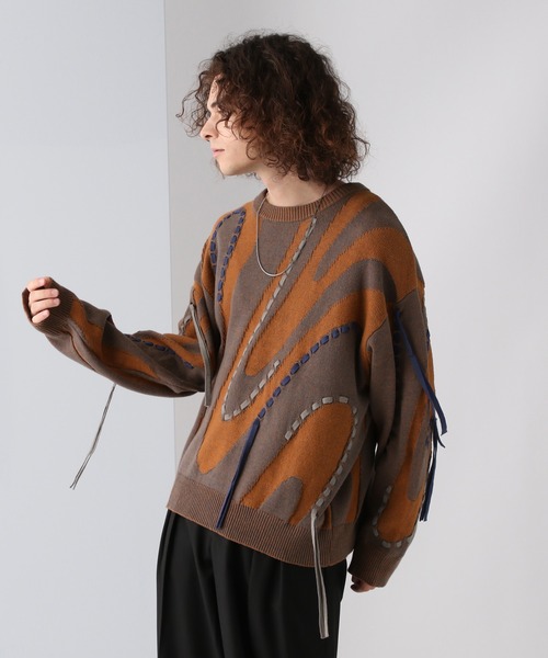 HARE（ハレ）の「マーブルステッチラインニットプルオーバー(HARE)（ニット/セーター・メンズ・ブラック/ブラウン・FREE）」の17枚目の写真