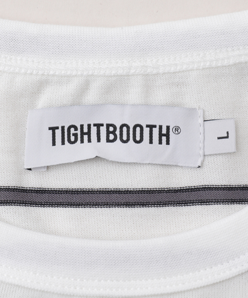 TIGHTBOOTH PRODUCTION(タイトブースプロダクション)の「TIGHTBOOTH / タイトブース LOGO BOADER T-SH(Tシャツ/カットソー・メンズ・ブラック/ホワイト・MEDIUM/LARGE)」の4枚目の写真
