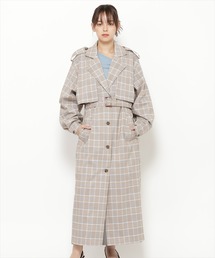 ベージュ トレンチコート チェック柄インナー付き インデックス index 千鳥チェックチェスターコート【ハンド