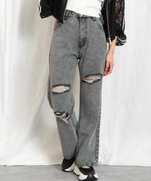 GORGE | 《ダメージカット×美脚ストレート》レディース デニムパンツ ダメージ加工 ジーンズ 春夏秋(デニムパンツ)