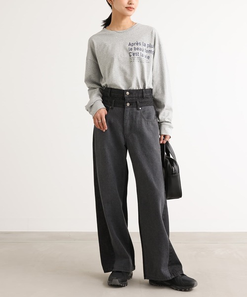 n'OrLABEL(ノアールレーベル)の「ダブルウエスト配色デニムパンツ(デニムパンツ・レディース・ブルー/ブラック・3L/L~LL/S~M)」の15枚目の写真
