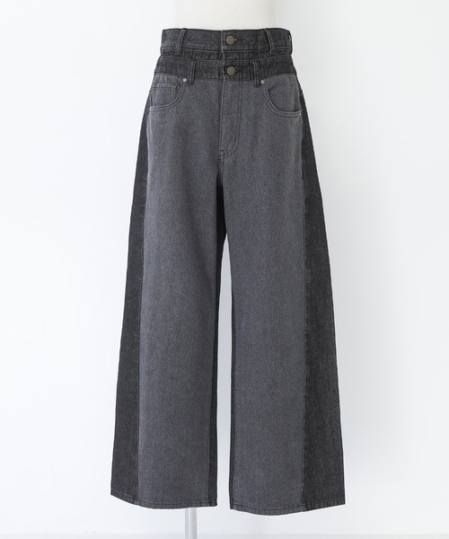 n'OrLABEL(ノアールレーベル)の「ダブルウエスト配色デニムパンツ(デニムパンツ・レディース・ブルー/ブラック・3L/L~LL/S~M)」の10枚目の写真