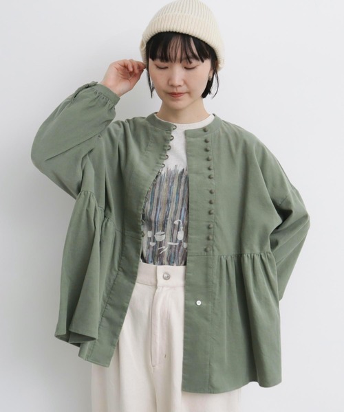 l'atelier du savon（アトリエドサボン）の「シャツコール　ころころボタンブラウス（シャツ/ブラウス・レディース・ブラック/グリーン/ピンク/オフホワイト・FREE）」の4枚目の写真