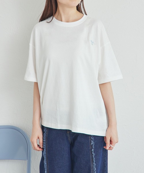 pairmanon(ペアマノン)の「【シナモロール】【ウィッシュミーメル】リンクコーデ 大人 ワンポイント刺繍Tシャツ(Tシャツ/カットソー・レディース・ホワイト系その他/ホワイト系その他2・FREE)」の5枚目の写真