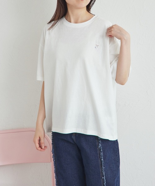 pairmanon(ペアマノン)の「【シナモロール】【ウィッシュミーメル】リンクコーデ 大人 ワンポイント刺繍Tシャツ(Tシャツ/カットソー・レディース・ホワイト系その他/ホワイト系その他2・FREE)」の9枚目の写真