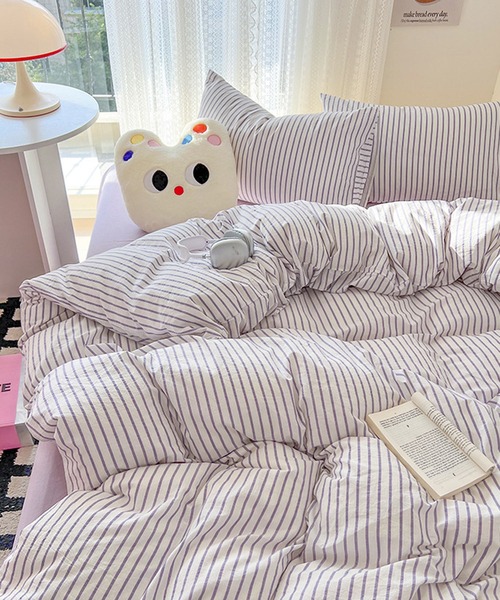 【セール】【 somni / ソニ 】 ストライプ シングル ベッドカバー 枕カバー 寝具3点セット（寝具）｜CERCA（チェルカ）