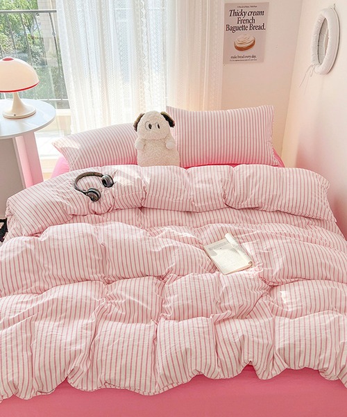 【セール】【 somni / ソニ 】 ストライプ シングル ベッドカバー 枕カバー 寝具3点セット（寝具）｜CERCA（チェルカ）