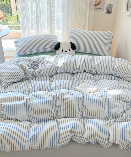 【セール】【 somni / ソニ 】 ストライプ シングル ベッドカバー 枕カバー 寝具3点セット（寝具）｜CERCA（チェルカ）