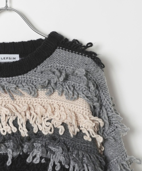 LEPSIM（レプシィム）の「3ゲージモンスターMIXプルオーバー　133289（ニット/セーター・レディース・ブラック系その他/グリーン系その他/パープル系その他・FREE）」の6枚目の写真