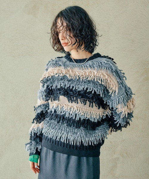 LEPSIM（レプシィム）の「3ゲージモンスターMIXプルオーバー　133289（ニット/セーター・レディース・ブラック系その他/グリーン系その他/パープル系その他・FREE）」の15枚目の写真