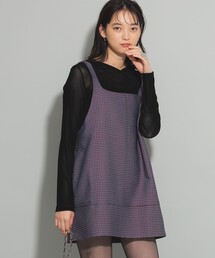 Ray BEAMS | ジャカード チェック ミニ サロペ ワンピース(ワンピース)