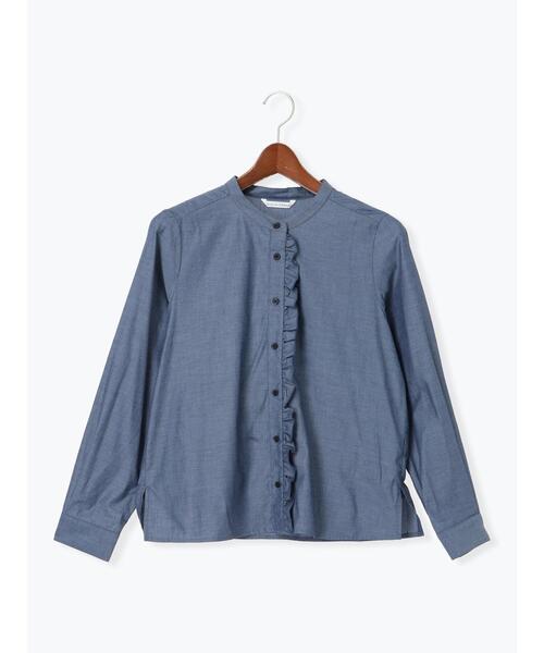 Te chichi TERRASSE（テチチテラス）の「バンドカラー前立てフリルブラウス（シャツ/ブラウス・レディース・オフホワイト/ネイビー/サックスブルー・F）」の11枚目の写真