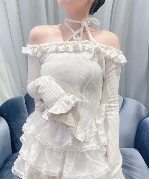 lilLilly オフショルフーディートップス lilLilly オフショルフーディートップス