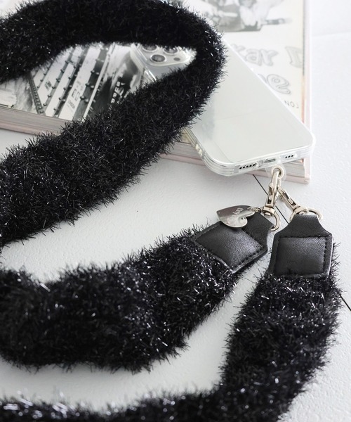 tiny tiny（ティニーティニー）の「ラメニットストラップ[tiny tiny(ティニーティニー)]（スマホグッズ・レディース・ブラック/グレー/ピンク・0）」の2枚目の写真