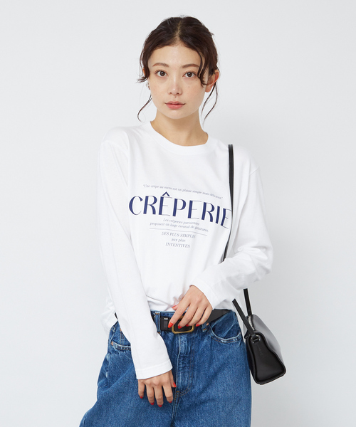 Rouge vif Anna（ルージュヴィフアンナ）の「シンプルロゴプリントロンT（Tシャツ/カットソー・レディース・ブラウン/ネイビー・フリー）」の3枚目の写真