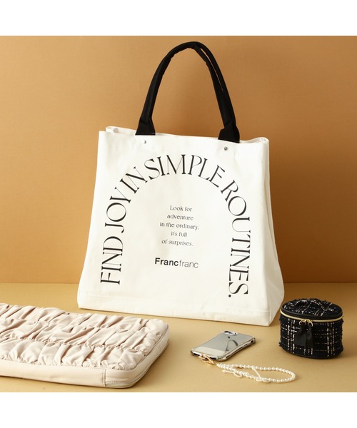 ロゴトートバッグ タイポグラフィ L アイボリー（トートバッグ