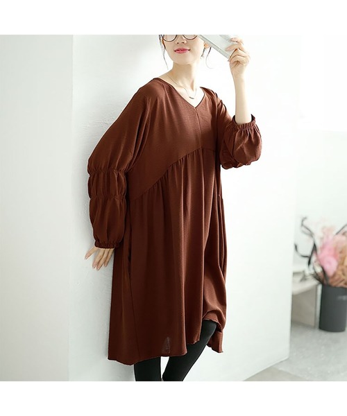 胸下ギャザー切替えチュニックワンピース（チュニック）｜GOLDJAPAN（ゴールドジャパン）