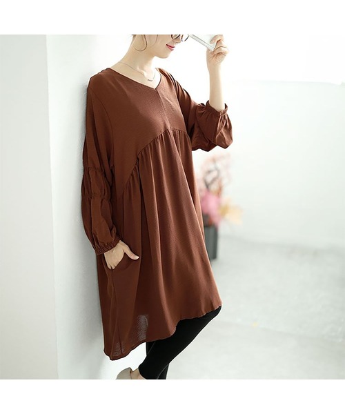 胸下ギャザー切替えチュニックワンピース（チュニック）｜GOLDJAPAN（ゴールドジャパン）