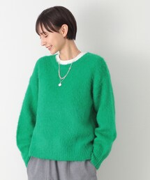 ◆【洗える】シャギークルーネックニット