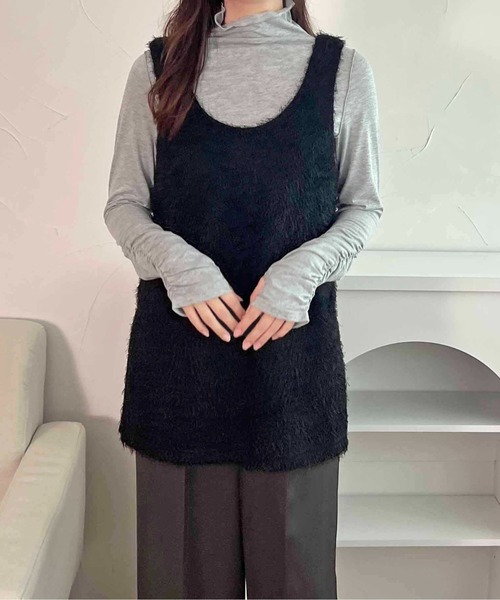 apres jour clair（アプレジュールクレア）の「【apres jour clair】ふわふわロングベスト【ZOZOTOWN限定アイテム】（タンクトップ・レディース・アイボリー/ブラック・フリー/X-LARGE）」の18枚目の写真