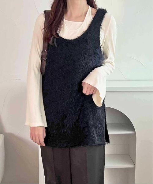 apres jour clair（アプレジュールクレア）の「【apres jour clair】ふわふわロングベスト【ZOZOTOWN限定アイテム】（タンクトップ・レディース・アイボリー/ブラック・フリー/X-LARGE）」の13枚目の写真