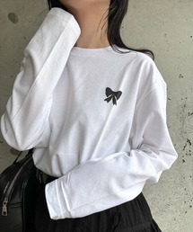 ワンポイントリボンロングTシャツ