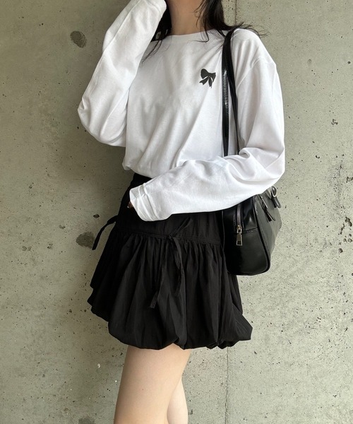 セール】ワンポイントリボンロングTシャツ（Tシャツ/カットソー
