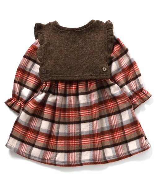 Seraph（セラフ）の「【リンク】シャギーチェックベストセットワンピース（ワンピース・キッズ・ブラウン/ネイビー・80/90/100/110/120/130/140）」の13枚目の写真