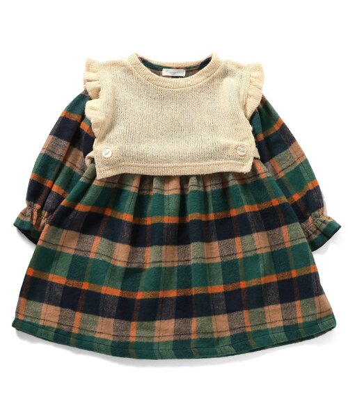 Seraph（セラフ）の「【リンク】シャギーチェックベストセットワンピース（ワンピース・キッズ・ブラウン/ネイビー・80/90/100/110/120/130/140）」の10枚目の写真