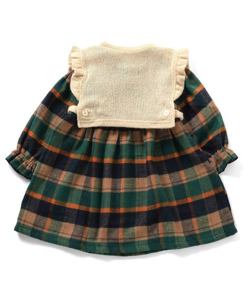 Seraph（セラフ）の「【リンク】シャギーチェックベストセットワンピース（ワンピース・キッズ・ブラウン/ネイビー・80/90/100/110/120/130/140）」の8枚目の写真
