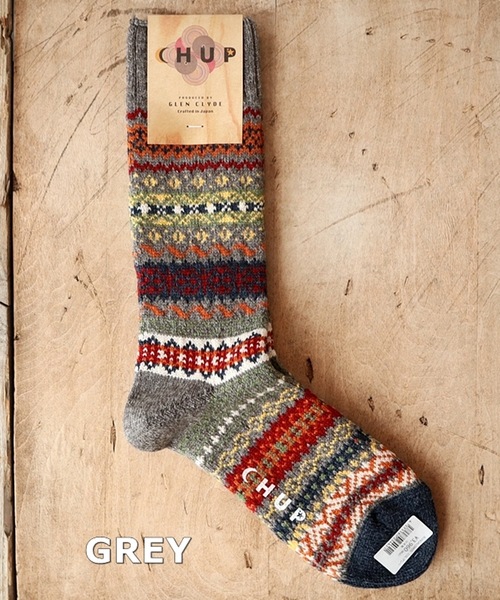 CHUP（チュプ）の「CHUP(チュプ) "BUNGALOW(バンガロー)" ウールソックス　数量限定生産（ソックス/靴下・レディース・グレー/インディゴブルー/ベージュ/ライトグレー・MEDIUM/SMALL）」の2枚目の写真