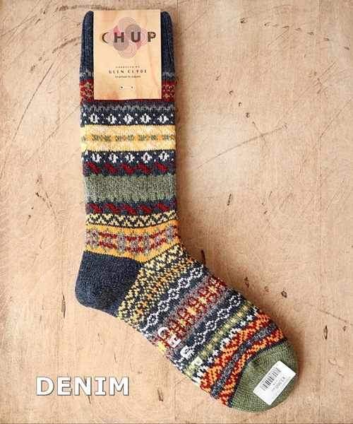 CHUP（チュプ）の「CHUP(チュプ) "BUNGALOW(バンガロー)" ウールソックス　数量限定生産（ソックス/靴下・レディース・グレー/インディゴブルー/ベージュ/ライトグレー・MEDIUM/SMALL）」の4枚目の写真
