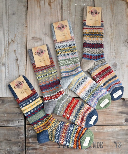 CHUP（チュプ）の「CHUP(チュプ) "BUNGALOW(バンガロー)" ウールソックス　数量限定生産（ソックス/靴下・レディース・グレー/インディゴブルー/ベージュ/ライトグレー・MEDIUM/SMALL）」の5枚目の写真