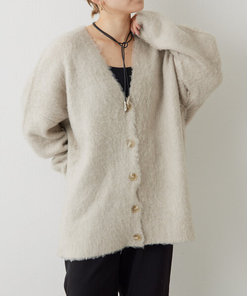 ear PAPILLONNER（イアパピヨネ）の「シャギーニットカーディガン【SUM1 STYLE(スミスタイル)】（カーディガン/ボレロ・レディース・ホワイト/ブルー系その他/グレー・FREE）」の4枚目の写真