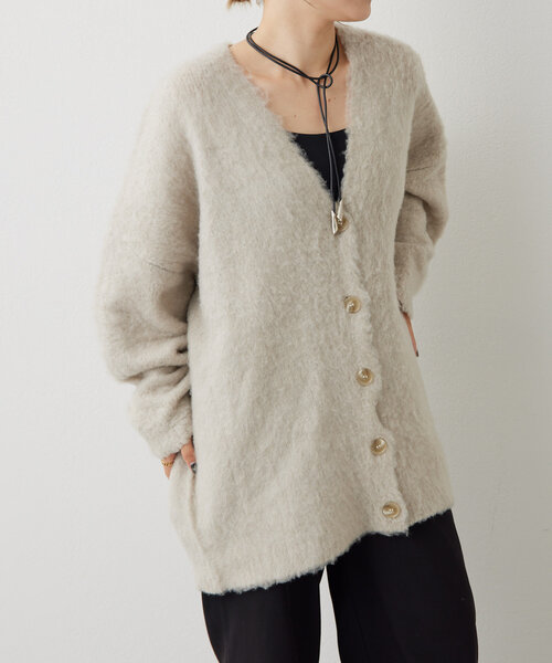 ear PAPILLONNER（イアパピヨネ）の「シャギーニットカーディガン【SUM1 STYLE(スミスタイル)】（カーディガン/ボレロ・レディース・ホワイト/ブルー系その他/グレー・FREE）」の5枚目の写真