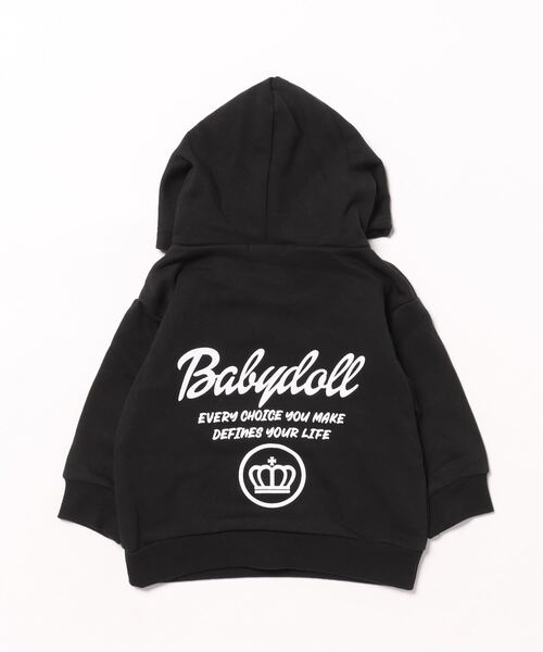 BABYDOLL(ベビードール)の「親子お揃い バックメッセージ パーカー 9933K(パーカー・キッズ・ブラック/ホワイト・80cm/90cm/100cm/110cm/120cm/130cm/140cm/150cm)」の3枚目の写真