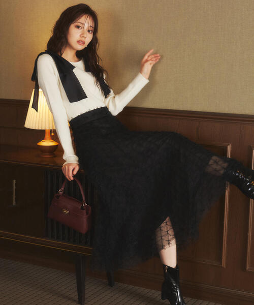 PROPORTION BODY DRESSING（プロポーションボディドレッシング）の「レースアップチュールスカート / 1215120008（スカート・レディース・ホワイト系その他/ブラック・SMALL/MEDIUM）」の15枚目の写真