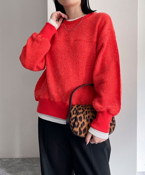 fredy emue（フレディエミュ）の「ブークレーリブプルオーバ（Tシャツ/カットソー・レディース・ライトグレー/オレンジ/オフホワイト/チャコールグレー・38）」の4枚目の写真