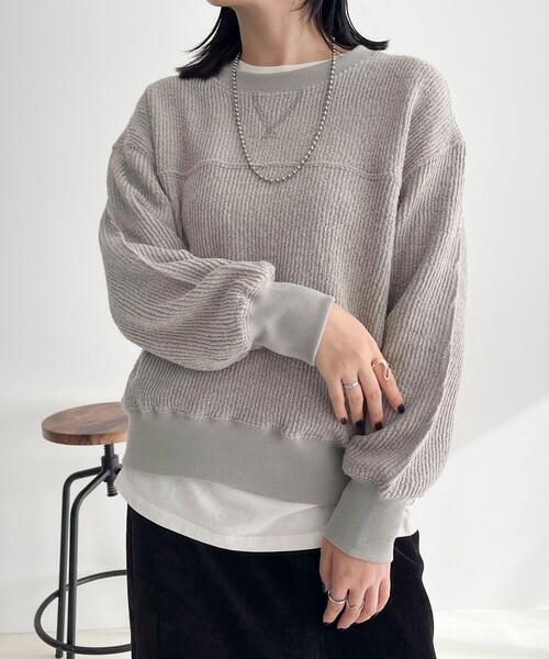 fredy emue（フレディエミュ）の「ブークレーリブプルオーバ（Tシャツ/カットソー・レディース・ライトグレー/オレンジ/オフホワイト/チャコールグレー・38）」の3枚目の写真