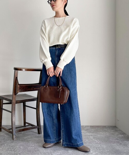 fredy emue（フレディエミュ）の「ブークレーリブプルオーバ（Tシャツ/カットソー・レディース・ライトグレー/オレンジ/オフホワイト/チャコールグレー・38）」の18枚目の写真