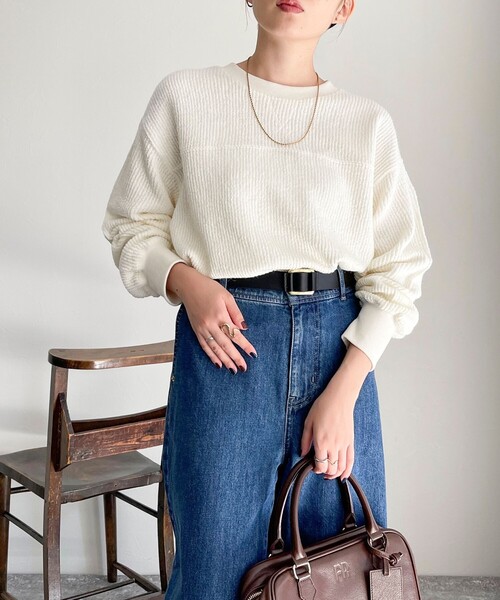 fredy emue（フレディエミュ）の「ブークレーリブプルオーバ（Tシャツ/カットソー・レディース・ライトグレー/オレンジ/オフホワイト/チャコールグレー・38）」の12枚目の写真