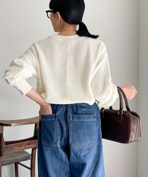 fredy emue（フレディエミュ）の「ブークレーリブプルオーバ（Tシャツ/カットソー・レディース・ライトグレー/オレンジ/オフホワイト/チャコールグレー・38）」の6枚目の写真