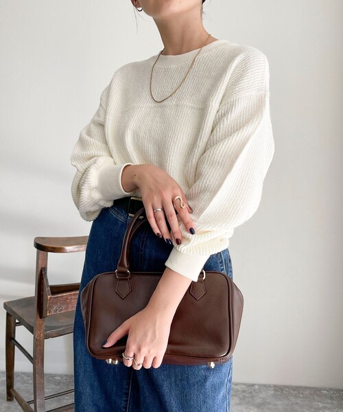 fredy emue（フレディエミュ）の「ブークレーリブプルオーバ（Tシャツ/カットソー・レディース・ライトグレー/オレンジ/オフホワイト/チャコールグレー・38）」の8枚目の写真