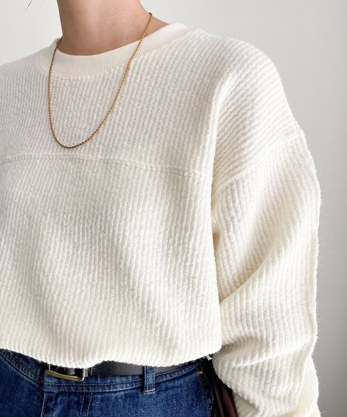 fredy emue（フレディエミュ）の「ブークレーリブプルオーバ（Tシャツ/カットソー・レディース・ライトグレー/オレンジ/オフホワイト/チャコールグレー・38）」の9枚目の写真