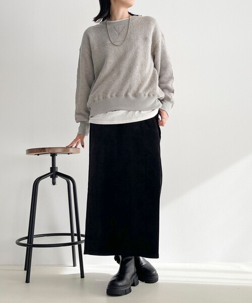 fredy emue（フレディエミュ）の「ブークレーリブプルオーバ（Tシャツ/カットソー・レディース・ライトグレー/オレンジ/オフホワイト/チャコールグレー・38）」の10枚目の写真