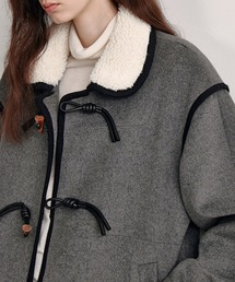 ウール混 ボアカラー パイピング ハーフコート FD24W283【Fano Studios