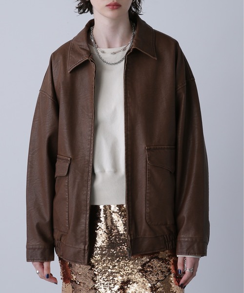 レザーライクブルゾン（その他アウター）｜ROSE BUD（ローズバッド）