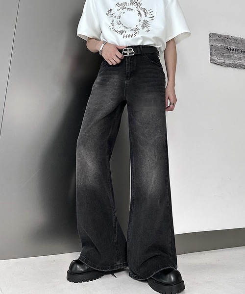 JOHNNY WOLF（ジョニーウルフ）の「ALDEBARAN ヴィンテージライク ワイドストレート デニムパンツ（デニムパンツ・メンズ・ブルー/ブラック・M/L/XL）」の3枚目の写真